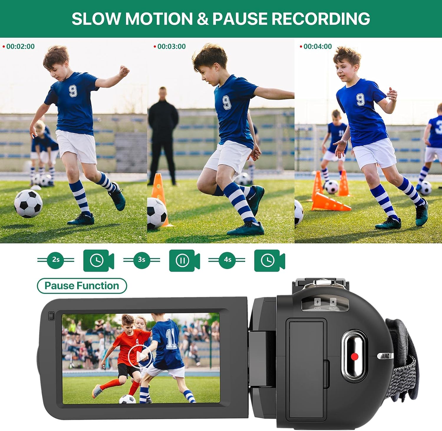 Video Camera Camcorder 2.7K Ultra HD 36MP YouTube Vlogging Camera IR Night Vision 3.0 Inch IPS Touch Screen 16X Digital Zoom Video Recorder with Remote Control