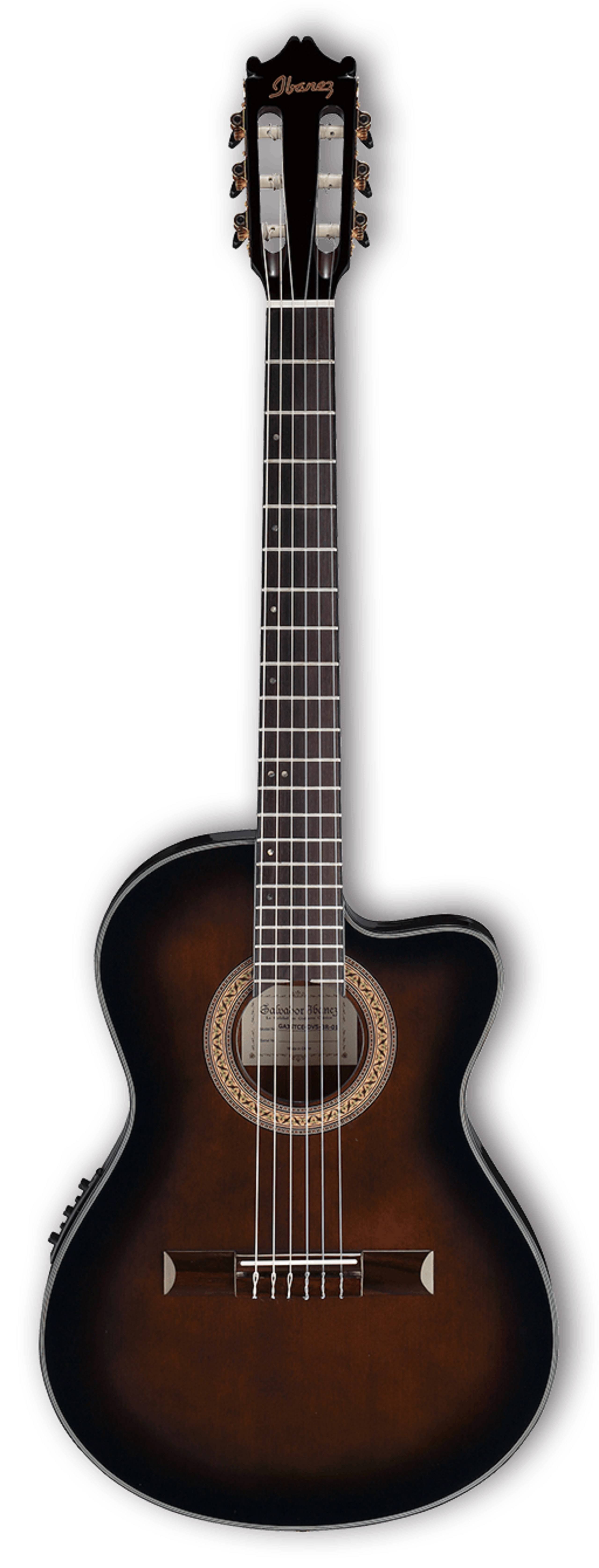 Ibanez GA35TCE Thinline Acoustic-Electric Classical Guitar, Dark Violin Sunburst