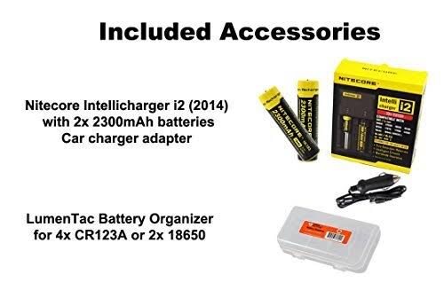 Nitecore Hc30 1000 Lumens Rechargeable LED Headlamp with 2 x 2300 mAh 18650 Batteries, I2 Smart Charger, Car AC Adapter, and Lum