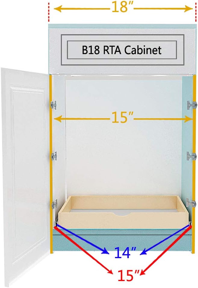 CabinetRTA DIY Slide Out Cabinet Shelf Pull-Out Wood Drawer Storage (W)15 x (D)21, Soft-Close Slide Pack of 2