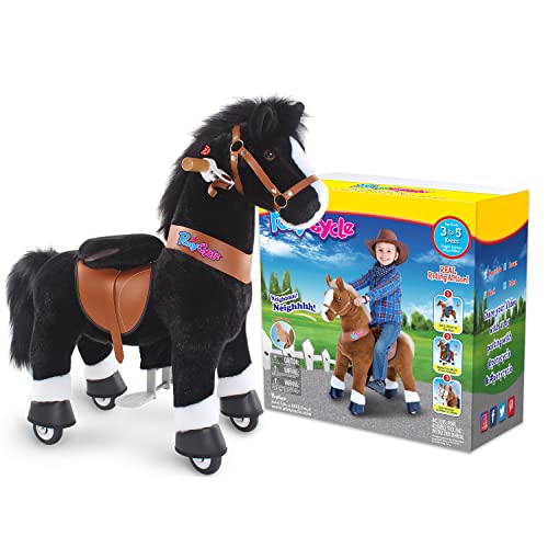 PonyCycle Official 2019 New U Series Ride on Horse Toy Plush Walking Animal Zebra Size 3 for Age 3-5 Ux368