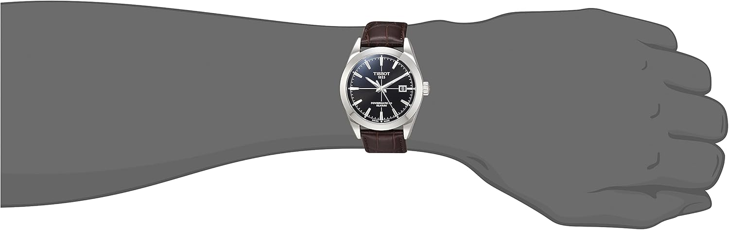 Tissot mens Gentleman Auto Stainless Steel Dress Watch Brown T1274071605101