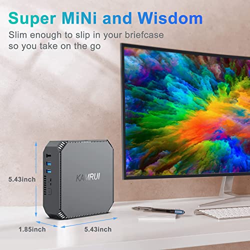 KAMRUI Mini PC Ryzen 7 5700U(8C/16T, up to 4.3GHz), Mini Computer 16GB DDR4 RAM 512GB M.2 2280 NVME SSD Mini PC Gaming, 4K Dual Display Mini Desktop Support WiFi6/BT5.2/Dual Channel