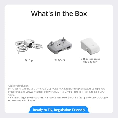 DJI Flip Fly More Combo With RC 2 Screen Remote Controller, Drone With 4K UHD Camera for Adults, Palm Takeoff, Auto Return, Intelligent Flight, 3 Batteries for 93-Min Flight Time, Gray