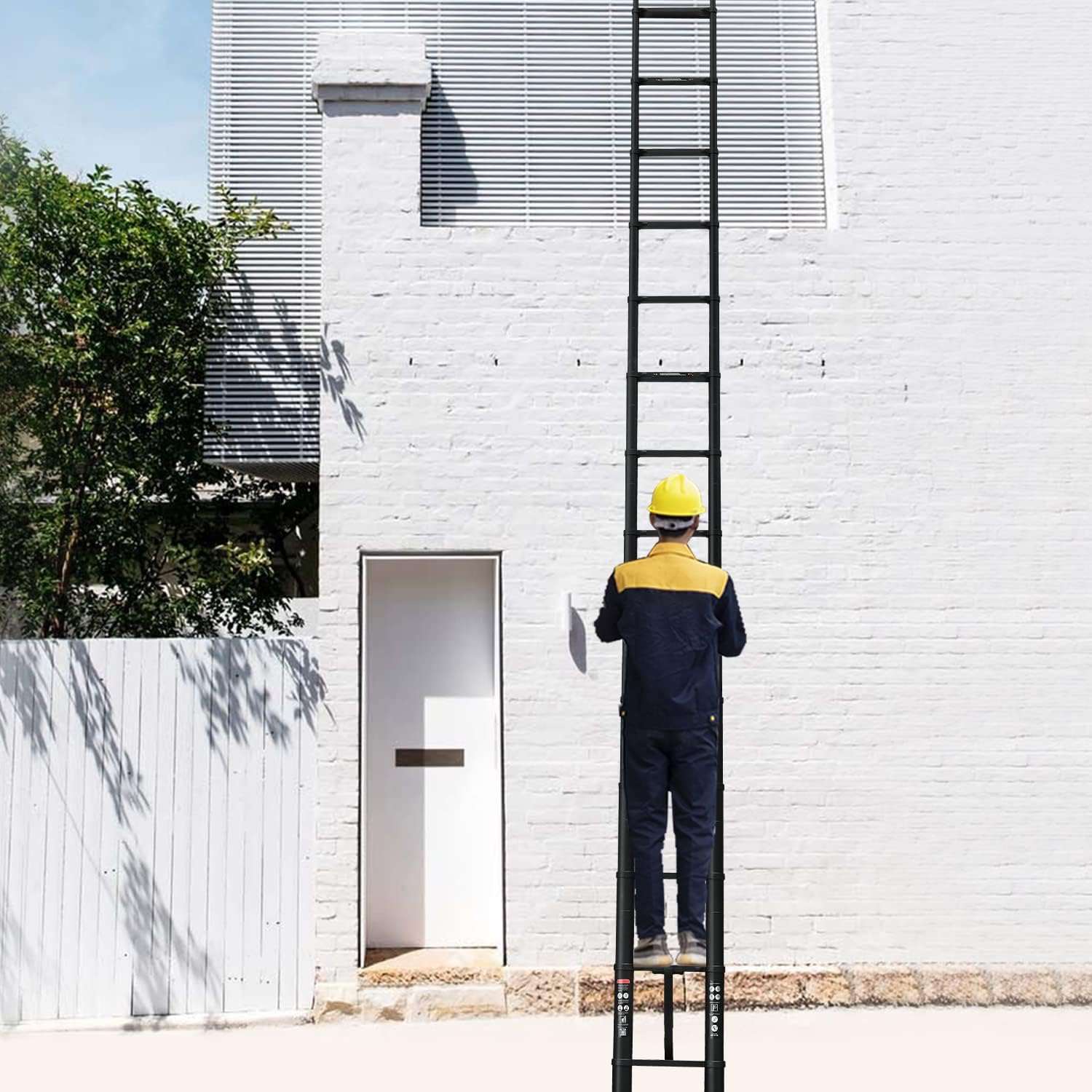 Telescoping Ladder 20FT Compact Extension Ladder with 2 Detachable Roof Hooks Aluminum Lightweight Collapsible Ladder for Home, RV Heavy Duty 330lbs Max Capacity