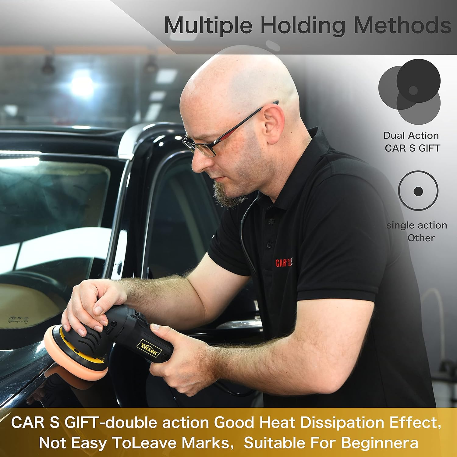 Dual Action Polisher,Car Buffer 5inch Random Orbital Polisher 6 Variable Speed Waxing Kit for Car Detailing Polishing(10 Items)