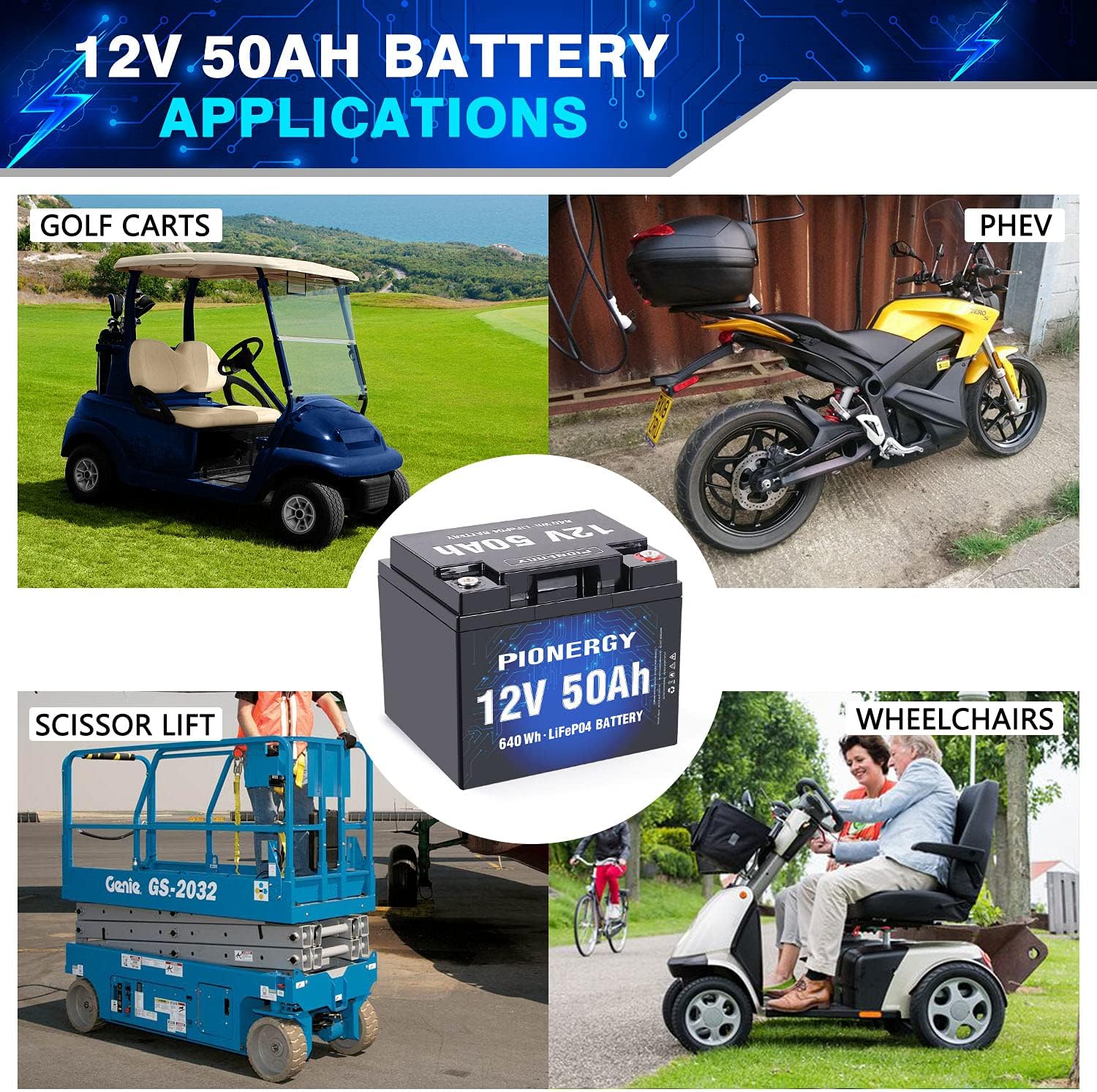 LiFePO4 Battery, Lithium Battery 4000+ Cycles Rechargeable Iron Phosphate Battery for RV, Solar Power and Backup Battery Low Self-Discharge and Light Weight with Built-In BMS (12.8V 6 Ah)
