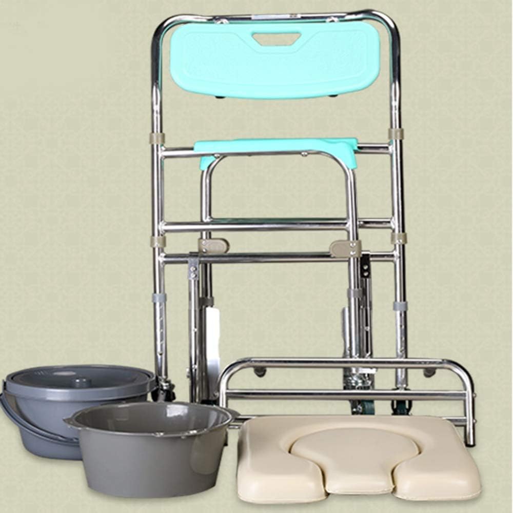 KOHARA Bedside Commode Chair, Folding Toilet Seat with Handles and Bucket for Adults Handicap Elderly and Pregnant Women Bathroom Wheelchair Adjustable Height