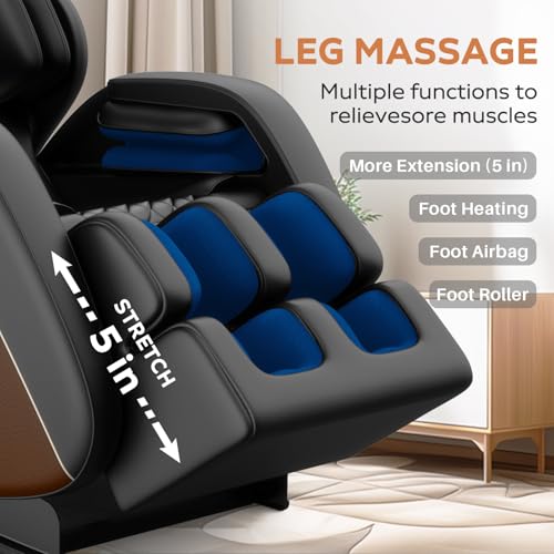 Massage Chair Full Body, Zero Gravity Massage Chair with Auto Modes, Airbag Massage, 6 Fix Point Rollers, Foot Massage, Heating, Touch Screen Controller, Gray Home Relaxation Recliner with Massage