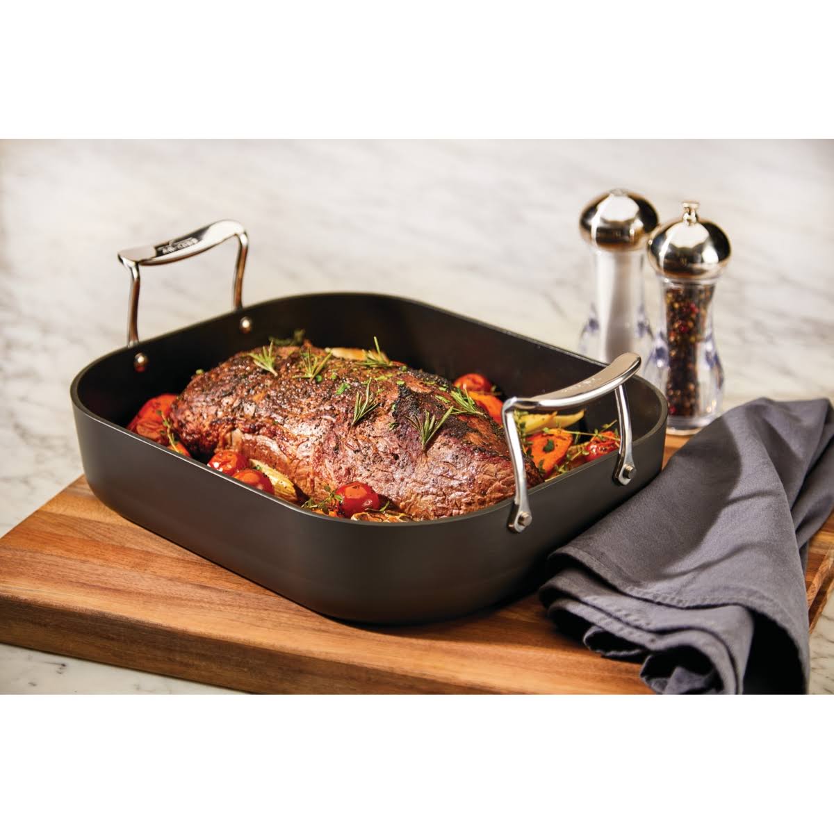 All-Clad Essentials Roaster with Rack, 11 X14 in, Grey