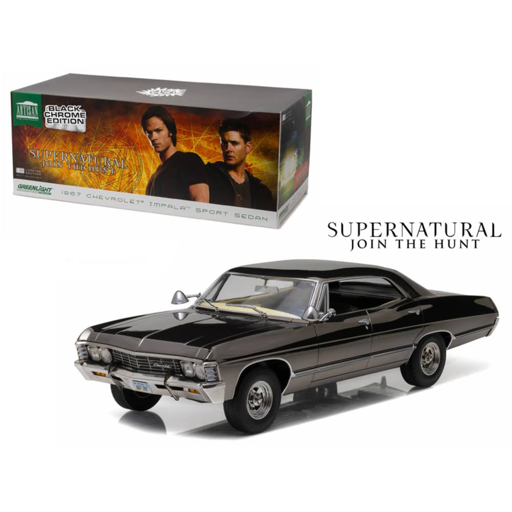 1967 Chevrolet Impala Sport Sedan Black Chrome Edition Supernatural (TV Series 2005) 1/18 Diecast Model by Greenlight