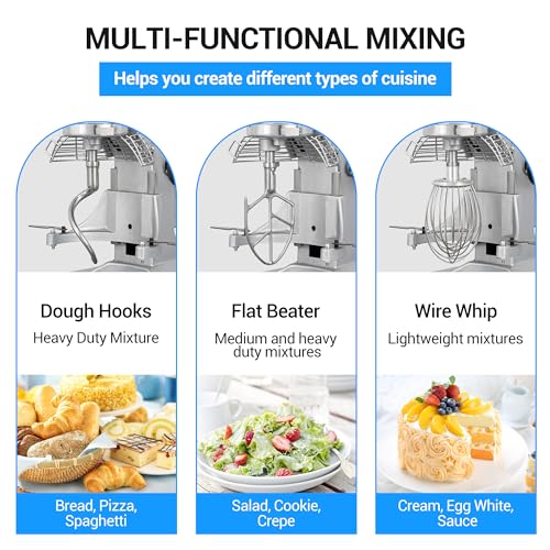 15Qt 600W Commercial Food Mixer, Commercial mixer 3-Speed Adjustable Heavy Duty Stand Mixer with Stainless Steel Bowl for Bakery Pizzeria. (Standard)