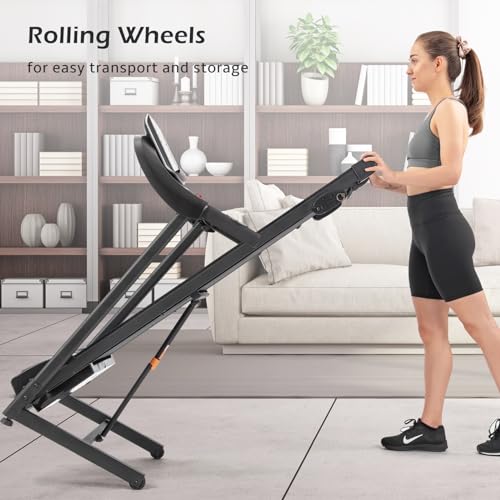 Folding Treadmill with Incline, 330 LBS Weight Treadmills for Home Gyms, 3.5HP Electric Running Walking Jogging Machine w/Bluetooth APP Easy Installation Space Saving Treadmill