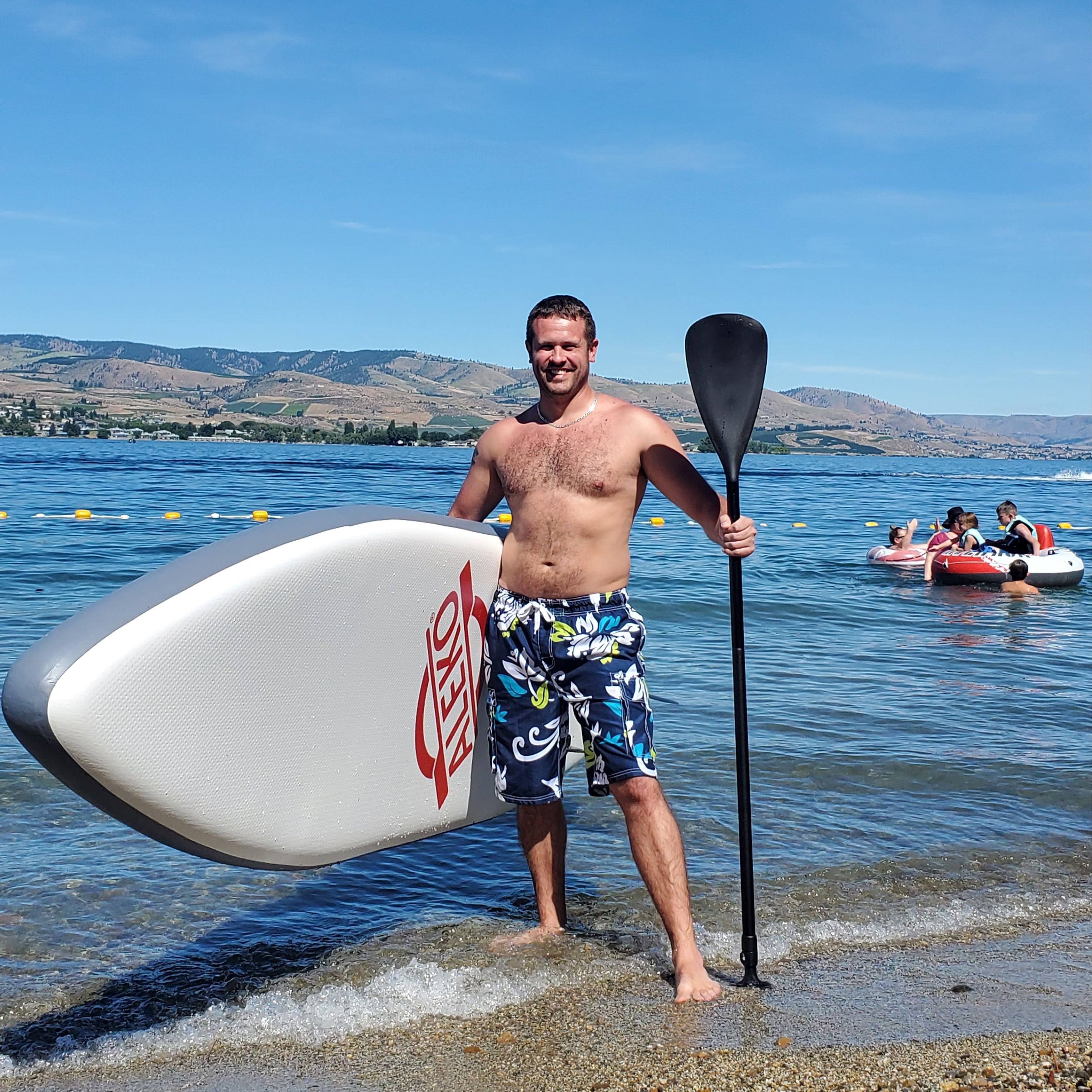 Aleko Inflatable Paddle Board with Carry Bag - Gray Drip
