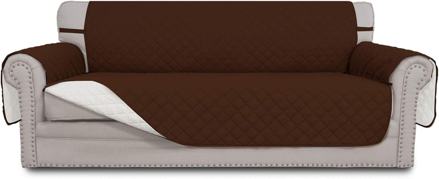 Easy-Going Sofa Slipcover Reversible Sofa Cover Water Resistant Couch Cover with Foam Sticks Elastic Straps Furniture Protector for Pets Kids Children Dog Cat (Sofa, Darkgray/Beige)