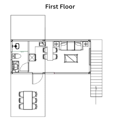 Luxury Two-Story Prefab Villa - Modular Shipping Container House with Living Room, Bathroom, Kitchen for Homes, Hotels, Offices (20Feet), Black & Brown, MZ-DOBLE1X1