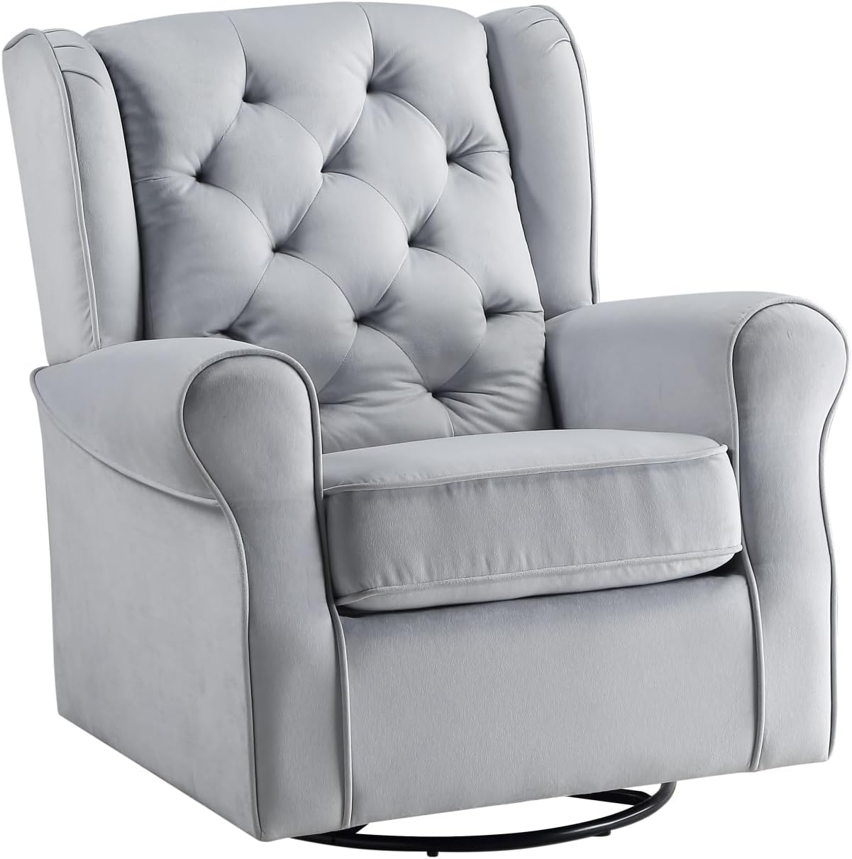 Zeger Swivel Chair w/Glider, Gray Fabric LV00924