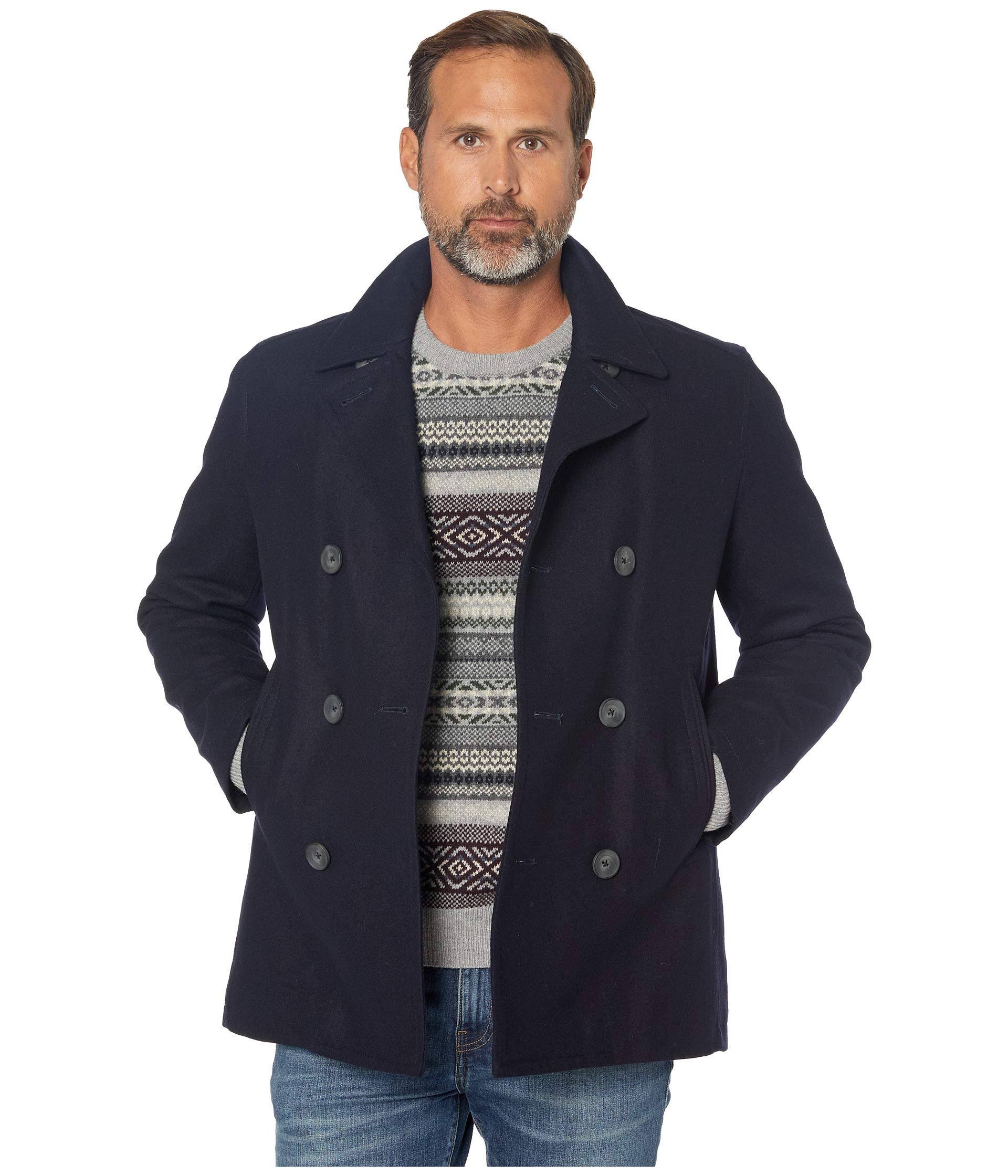 Nautica Men&s Three-Button Pea Coat - Dark Navy