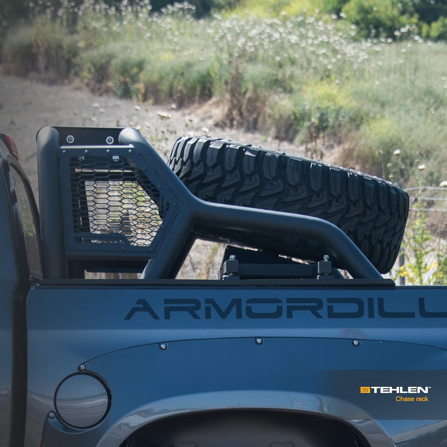 Armordillo 642167818793 For Full Size Trucks CR1 Chase Rack Truck Bed Roll Bar with Tire Carrier - Matte Black