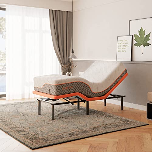 Split King Adjustable Bed Frame with Mattress - 14” Luxury Hybrid Mattress, Smart APP Contorl, Massage, Zero Gravity, Anti-Snore, 5 Minutes Installation, Head and Foot Incline, Medium Soft, Split King