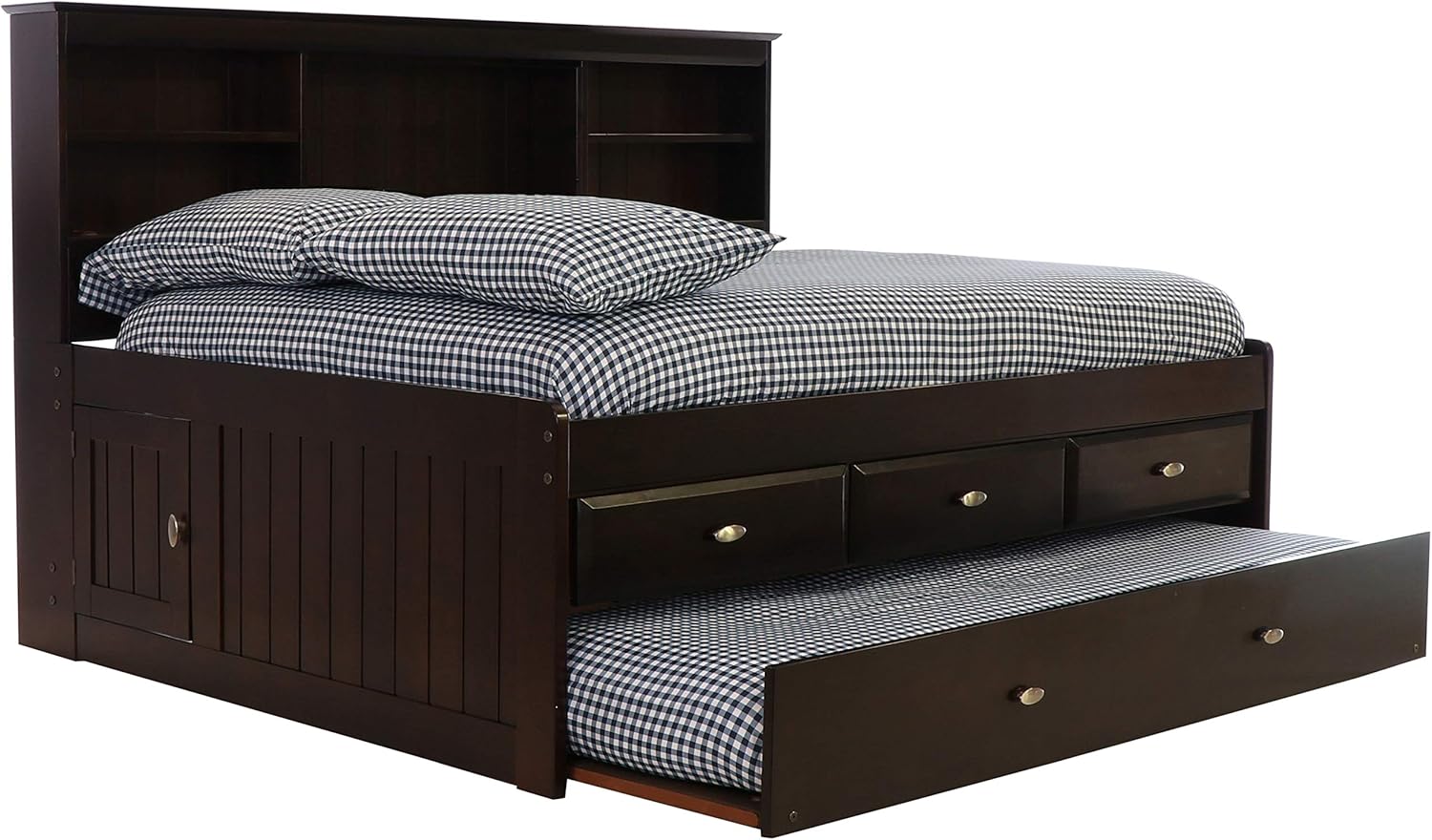Discovery World Furniture Full Bookcase Daybed with 3 Drawers & Trundle Espresso