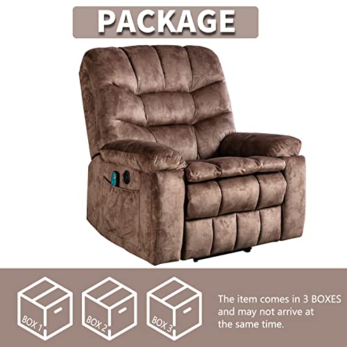 CANMOV Large Power Lift Recliner Chairs with Massage and Heat for Elderly, Heavy Duty and Safety Motion Reclining Mechanism Electric Wide Recliners with USB Ports, 2 Concealed Cup Holders, Dark Grey