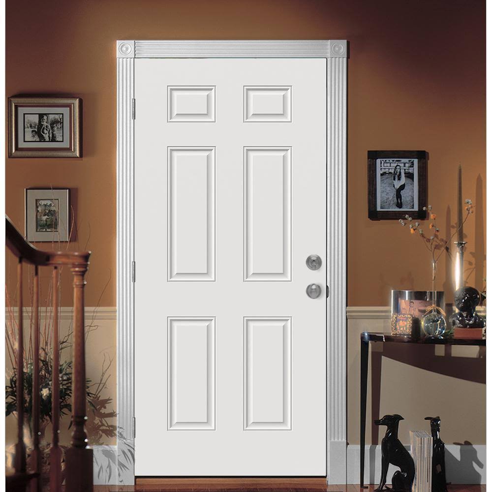 JELD-WEN 30 in. x 79 in. 6-Panel Primed Premium Steel Front Door Slab