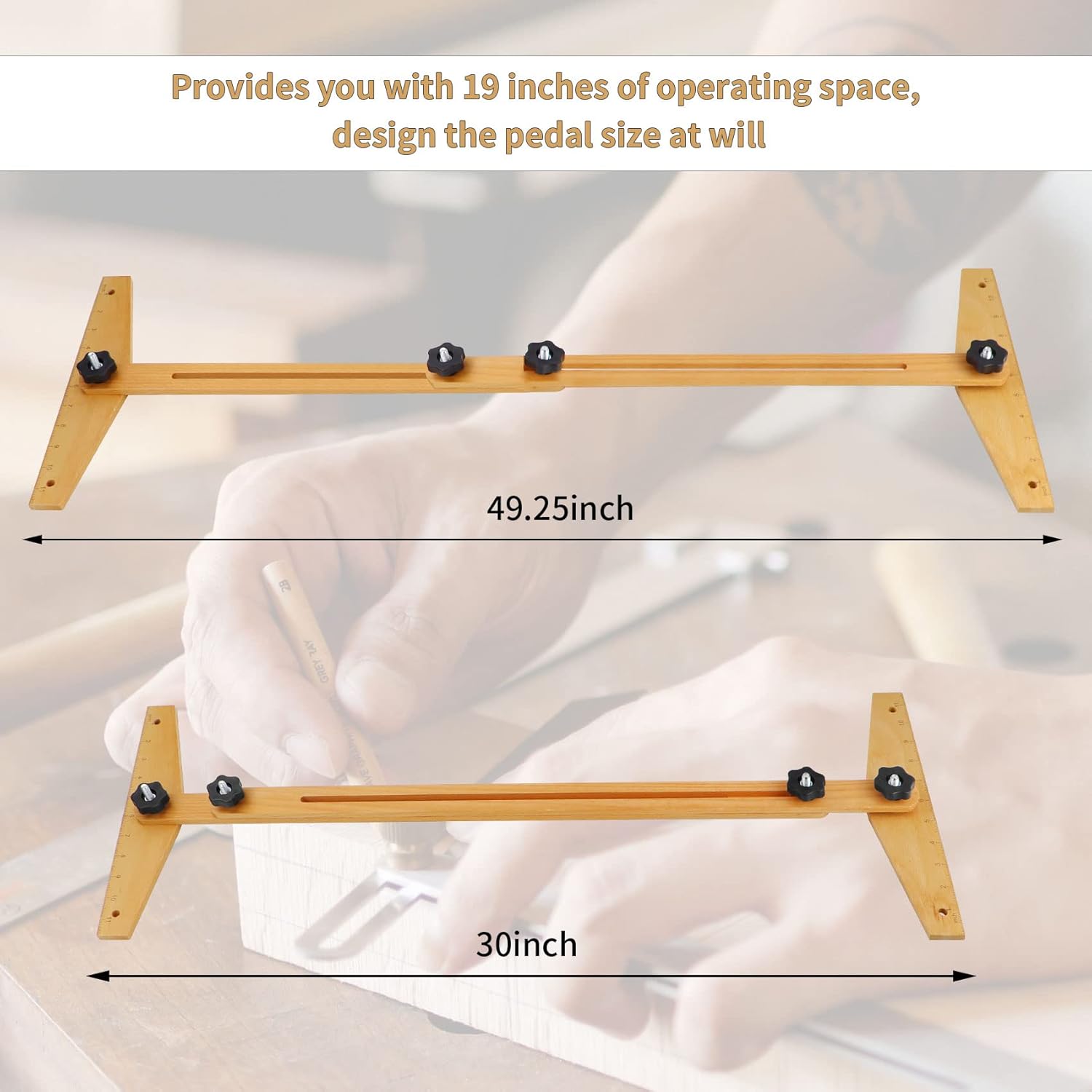 Upgraded Stair Tread Gauge Tool Stair Tread Jig, Adjustable Stair Gauge from 30" to 49.25", 360&deg; Rotating Stair Tread Template Tool with Scale for Risers, Shelf Layouts, Stair Treads and Partitions