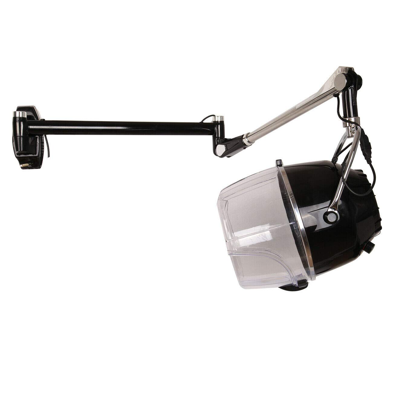 Professional Wall Mounted Hair Dryer 2, Adjustable Hood Salon Dryer with Swing Arm, Professional Hair Dryer for Fast Drying, CE Approved, Black