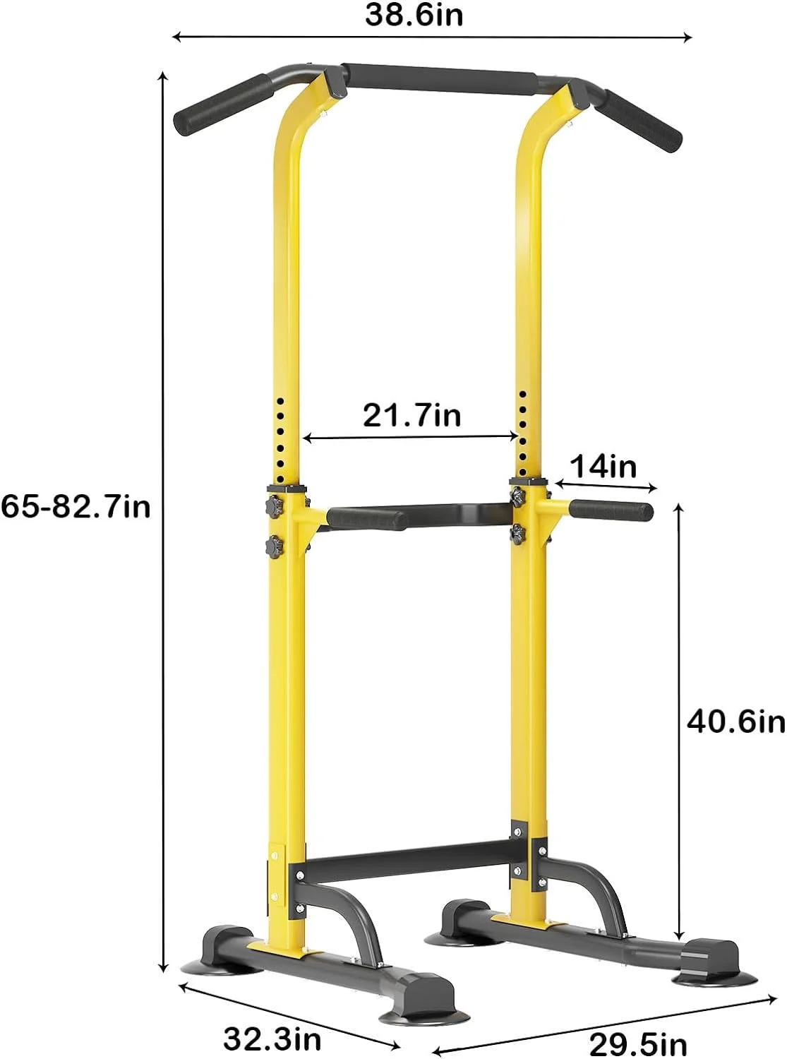 SOGES Height Adjustable Power Tower Dip Stands Pull up Bar Strength Training for Home Gym Black