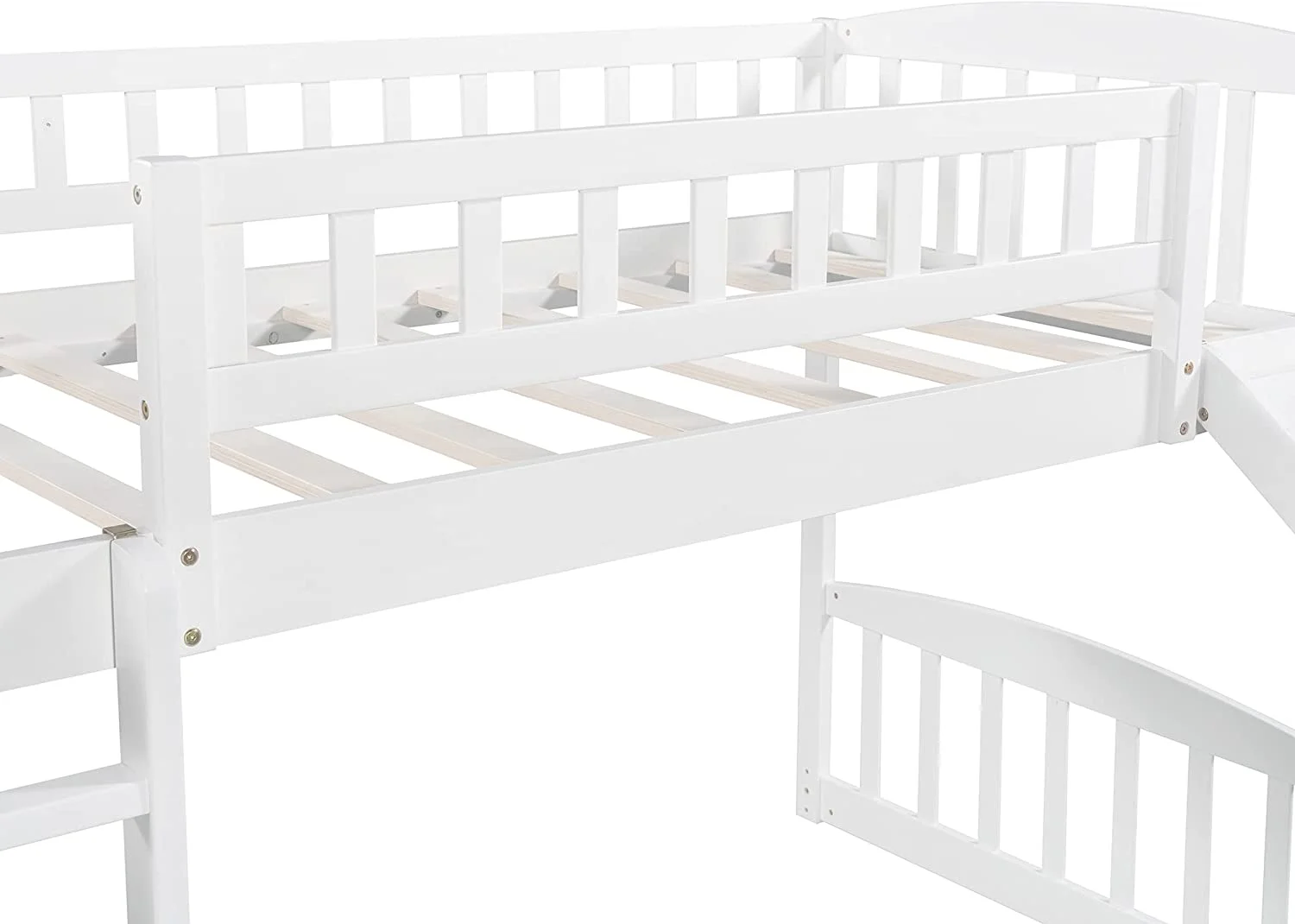 Loft Bed With Slide And Stairs, Wooden Low Loft Bed Frame With Storage For Kids Girls Boys - White