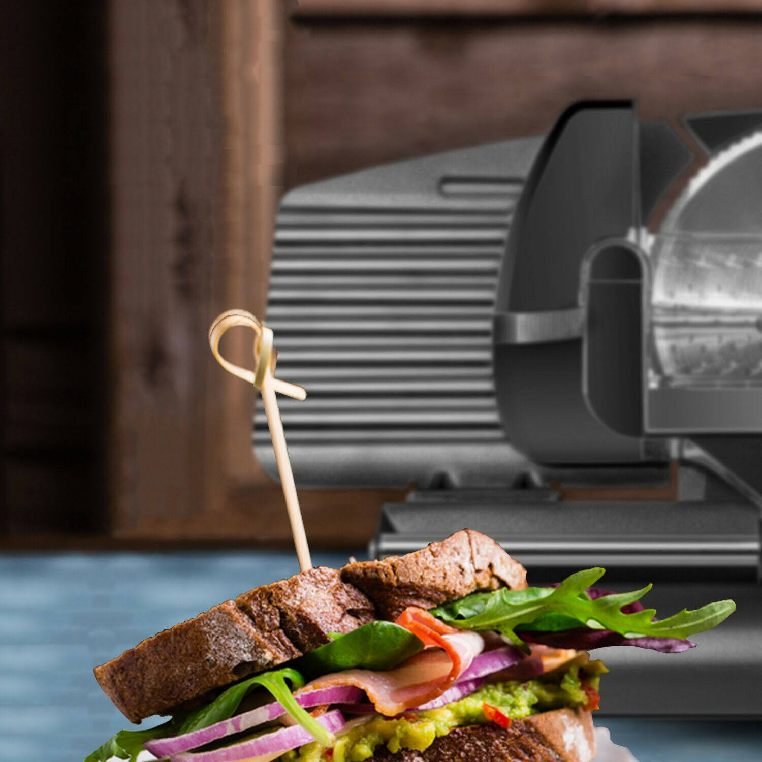 Chefman Die-Cast Electric Deli Food Slicer Serrated Stainless Steel Blade Black