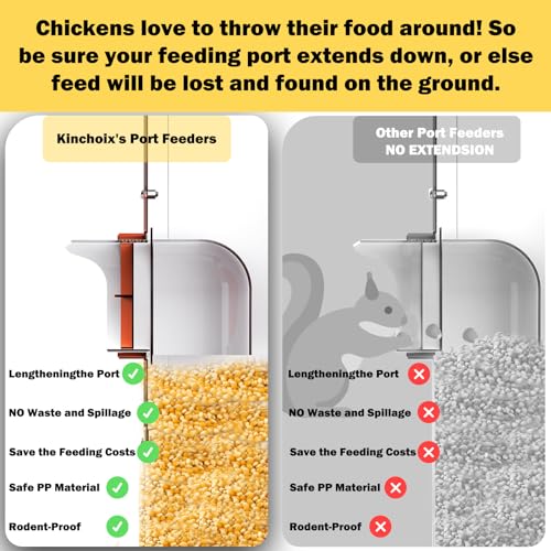 Automatic Chicken Feeder No Waste Metal Poultry Feeder Large Capacity 85lbs for Chickens, Geese, Ducks, Turkeys, Quails (10-Port)