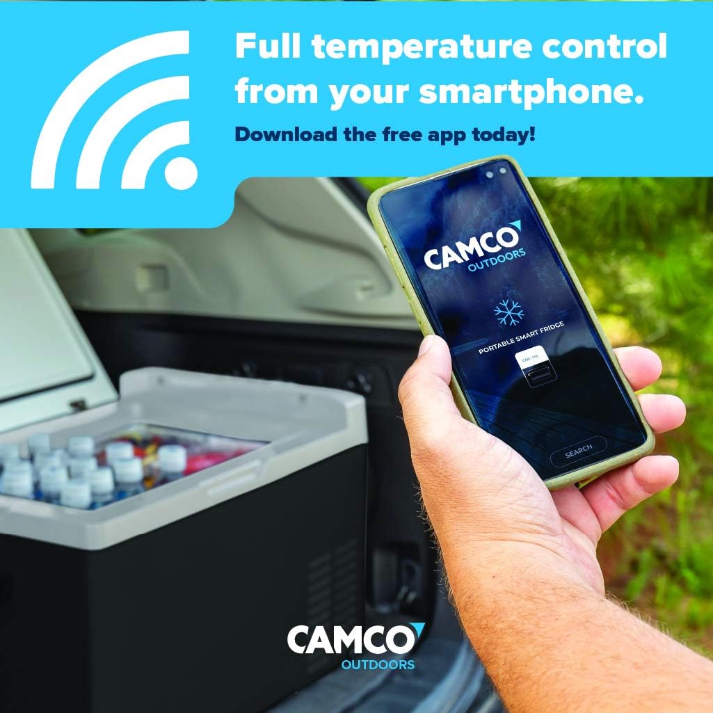 Camco 51520 CAM-750 Portable Refrigerator, AC 110V/DC 12V Compact Fridge/Freezer with Dual Zone Cooling, 75-Liter - Keeps Food and Drinks Cold While On-the-Go - Ideal for Road Trips, RVing, Camping, B