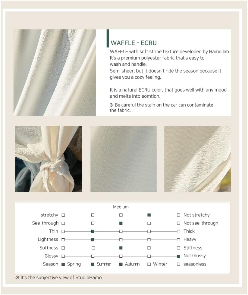 STUDIO HAMO, WEHAS/Ecru, Trunk Car Curtain,Trunk Curtain, Travel Camping Interior, Sun Shade for Car, Window Sun Shade, Privacy Curtain