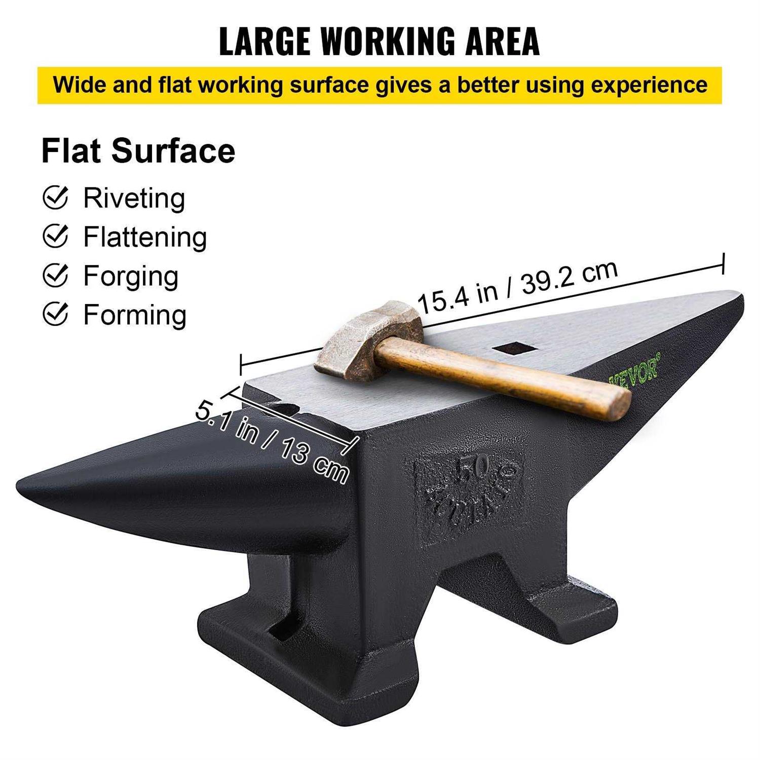 VEVOR Cast Iron Anvil, 110 Lbs Single Horn Anvil with Large Countertop and Stable Base - Shop Hardware Tools Online Store