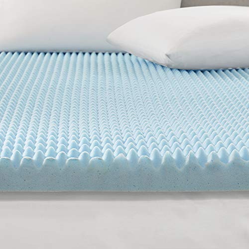 Sleep Philosophy Gel Infused Memory Foam Mattress Topper Luxurious, All Season Enhanced Bed Support, Cal King, 3" Thick, without Cover Blue