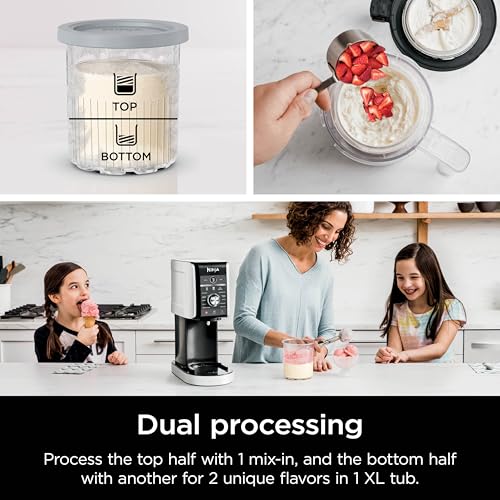 Ninja NC501 CREAMi Deluxe 11-in-1 Ice Cream & Frozen Treat Maker with 2 XL Family Size Pint Containers, Silver (Renewed)