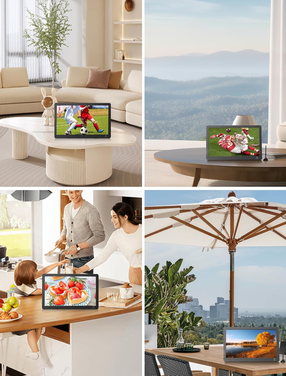 Desobry 14.2" Small TV, Portable TV with Antenna, Mini TV LCD Monitor 1080P with Digital ATSC Tuner, Battery Operated TV for Camping Travel Kitchen, Support HDMI, AV, USB Input, Remote Control
