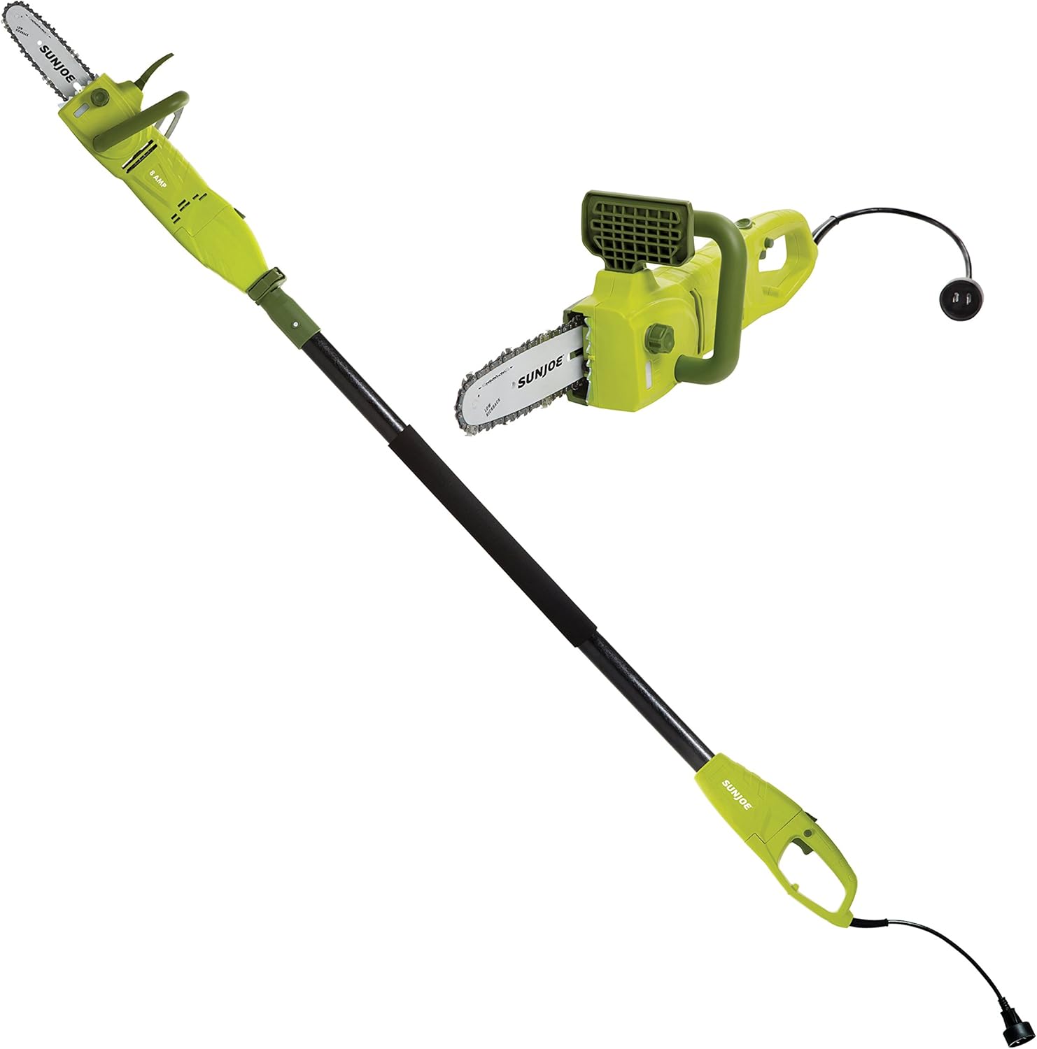 Sun Joe SWJ806E 8-Inch 8.0 Amp 2-in-1 Convertible Pole Chain Saw, Green Pack of 2