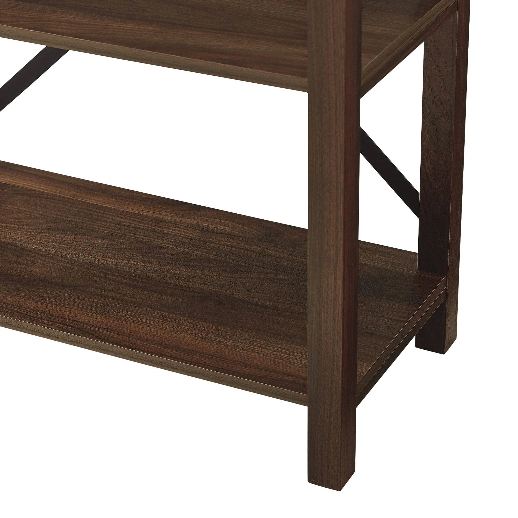 Walker Edison 64x22 Farmhouse Metal Bookcase - Dark Walnut