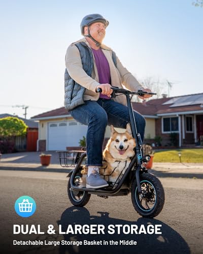Electric Scooter with Seat for Adults, 550W Powerful Motor, 20-Mile Range, Speed up to 18.6MPH, Ample Storage for Pets & Cargo, Electrically-Powered Motor Scooters