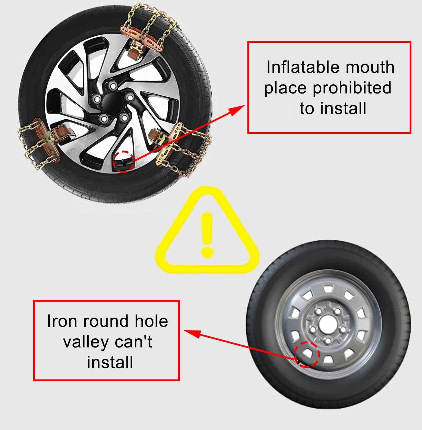 Snow Chains 8 Pack of Snow Tire Chains，Suitable for Family Cars, SUVs and Trucks with Tire Chains Adjustable and Durable, Tire Chain for Tire Width 205 215 225 235 245 255 265 275 405060 and More