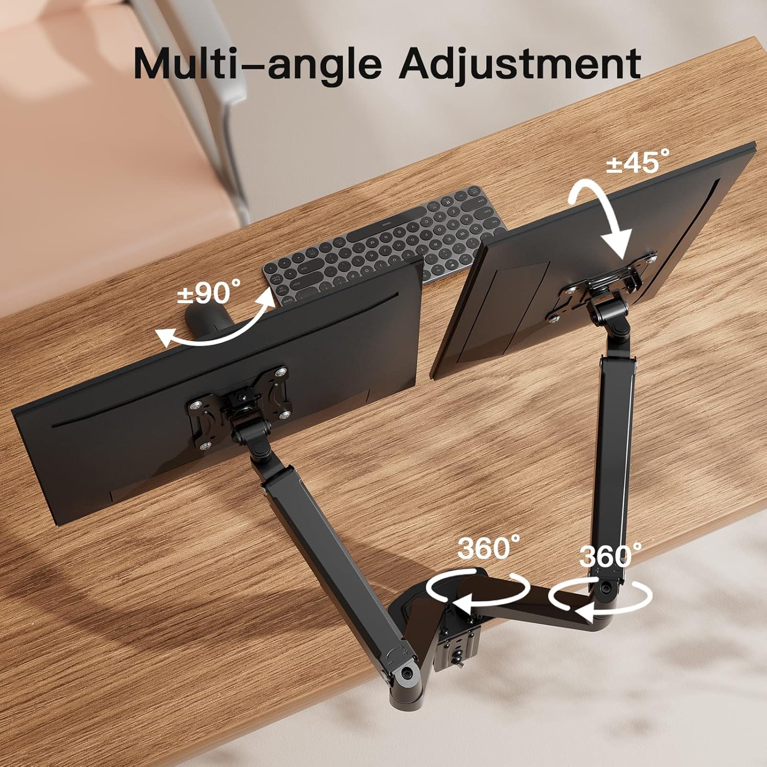 ErGear Dual Monitor Stand, Dual Monitor Mount for 13-30 inch Screens up to 17.6lbs, VESA 75x75mm-100x100mm, Dual Monitor Arms with 180° Swivel, Tilt, 360° Rotation for Home and Office Pack of 2