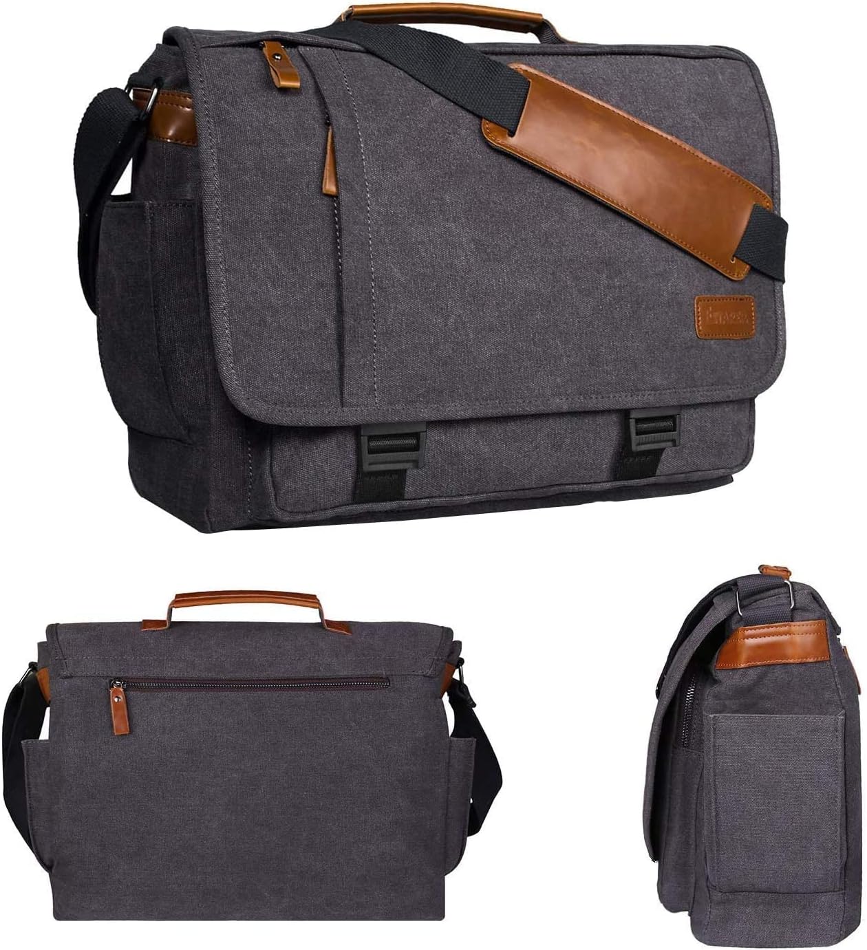 Estarer Laptop Messenger Bag 17-17.3 Inch Water-resistance Canvas Shoulder Bag for Work College