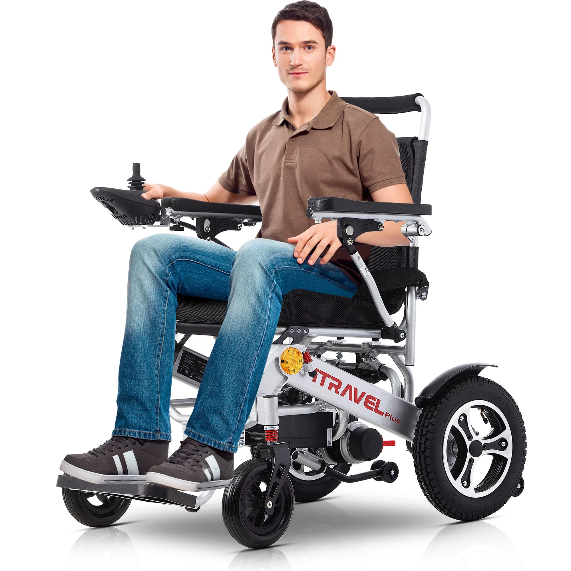 Foldable Electric Wheelchairs, HSUNNS Mobility Powered Wheelchair for Seniors, with 16in Wide Seat | 15 Miles | 20Ah Battery Capacity | 300lbs Weight Capacity | 12'' Pneumatic Tires for All Terrain - Curated Treasures Market
