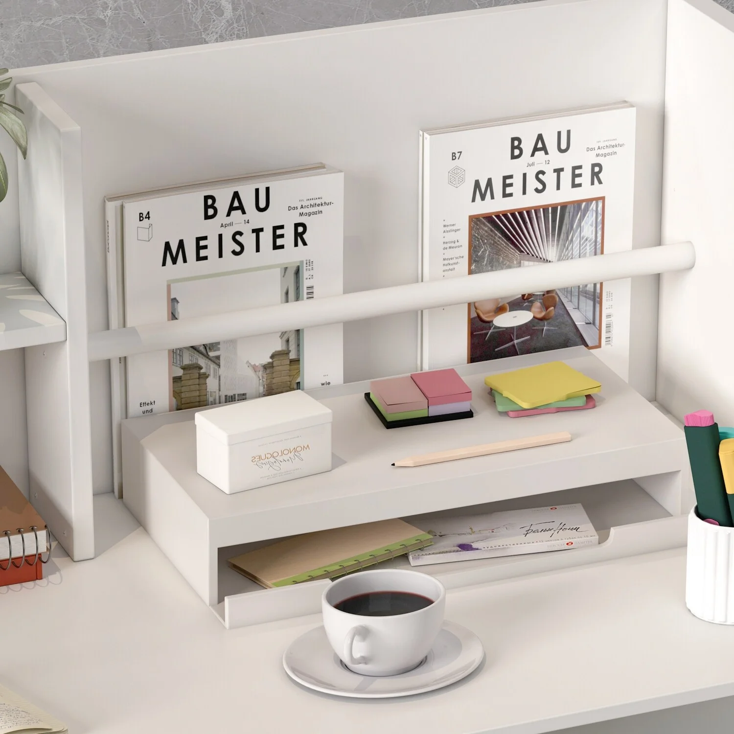 Kerrogee 47.2"L Reception Counter Desk with Lockable Drawers Table White
