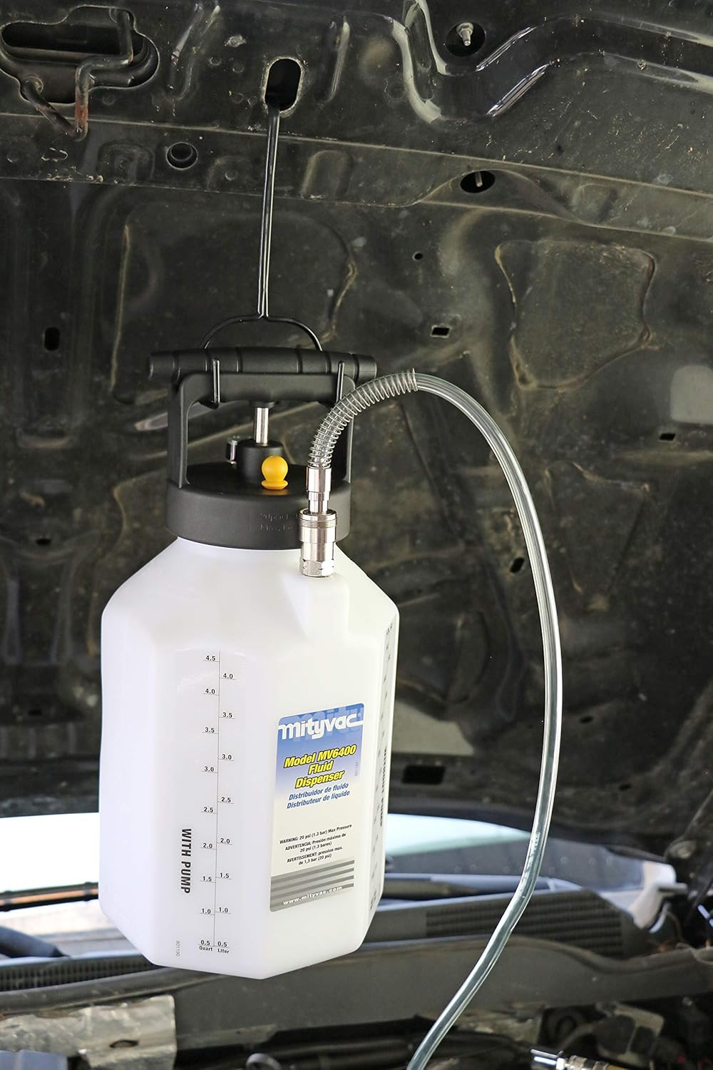 Mityvac MV6840 Professional Hydraulic Brake and Clutch Pressure Bleeding System, Integrated Safety and Pressure Relief Valve, 7 Master Cylinder Adapters and Storage Case