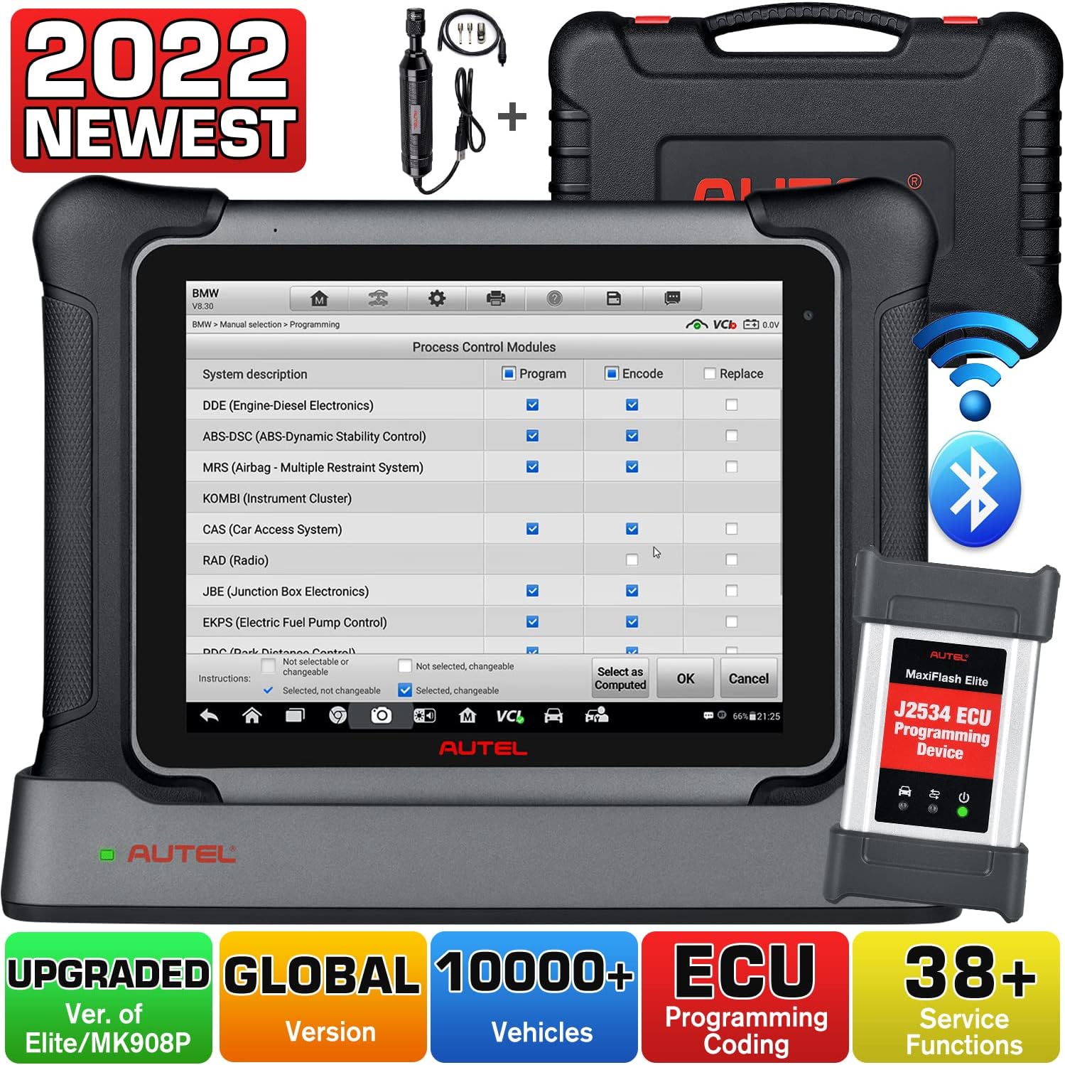 Autel Scanner MaxiSys Elite II, [with $60 MV108], 2022 Newer Model of MS Elite/ MS908S Pro/ MK908P, Hardware Same as Autel MS909, J2534 ECU Programming & Coding, Bi-Directional Control, 38+ Services