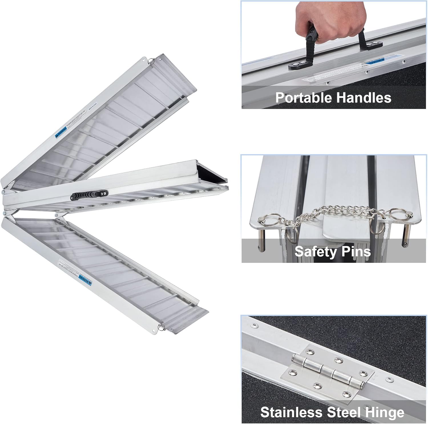LEMNISCATE Wheelchair Ramp 6FT, Portable Wheelchair Ramp for Home, Lightweight Aluminum Ramp for Steps, Non-Skid Threshold Ramp for Doorways, Curbs, Foldable Mobility Scooter Ramp
